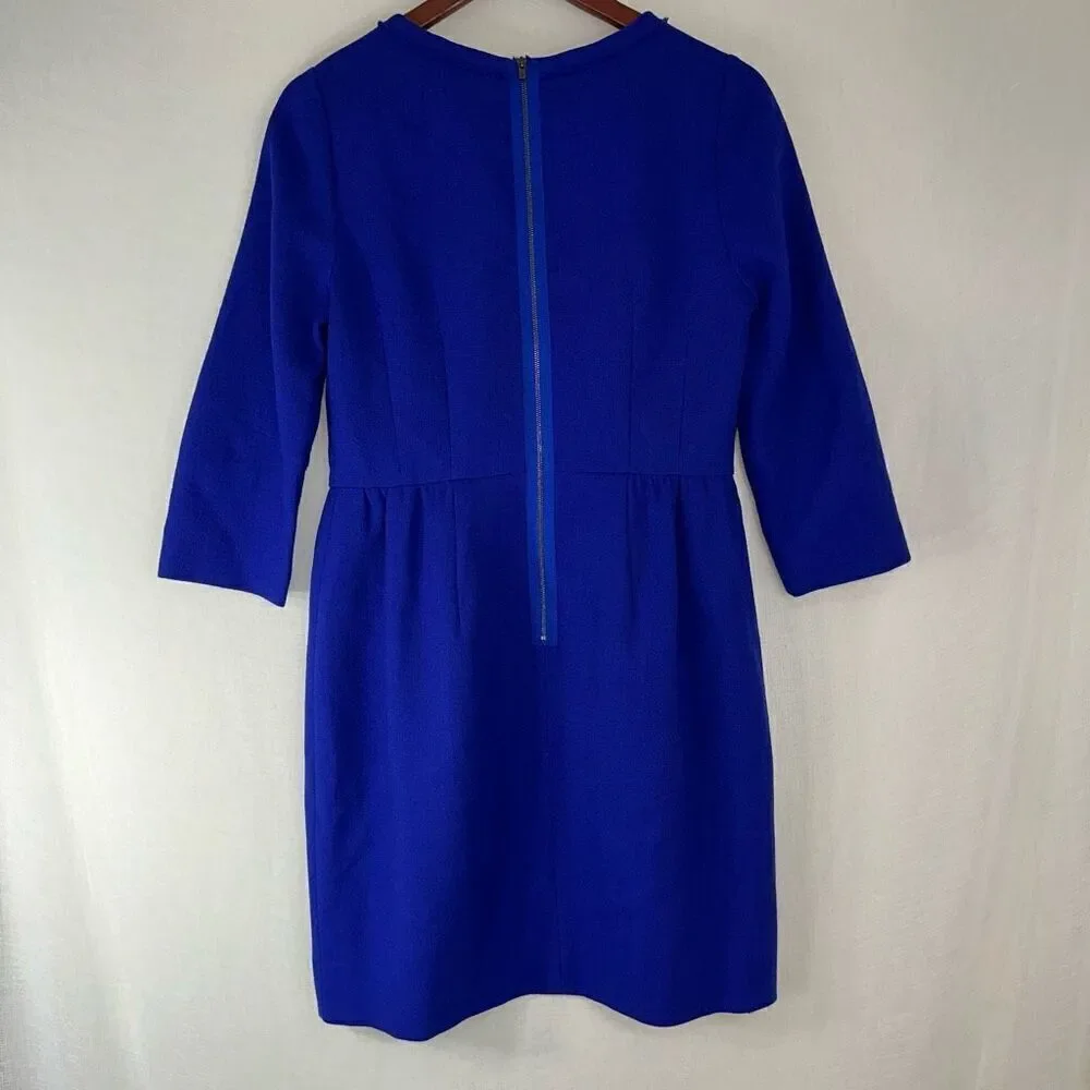 J. Crew‎ Double Face 100% Wool Teddie Dress Womens 6 Royal Blue Preppy Cocktail